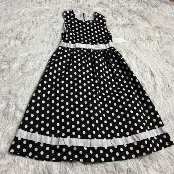 Arshiner Black/White Polkadot Dress with Bow - Picture 1 of 9